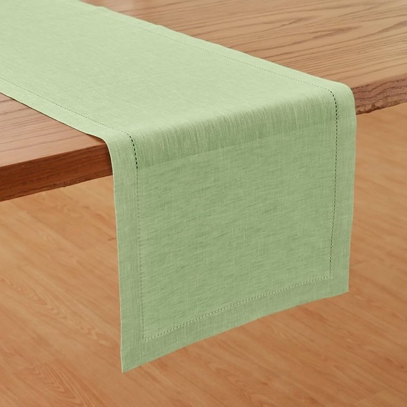 Solino Home Linen Table Runner 100% Pure Linen Pistachio Runner 14 X 108” Milan - Picture 2 of 8